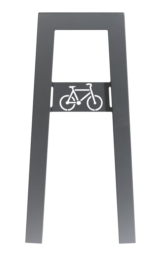 APPUI-VELOS H 1 100 mm A SCELLER METAL 80 X 40 + PLAQUE VELO GRIS RAL 7016 | SECUR  - produit présenté par BUTON DESIGN