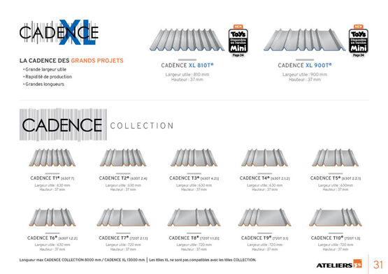  Bardage acier aléatoire en 12 profils (10 profils collection et 2 profils XL) et 4 largeurs différentes | Cadence Triangle - Bardage en acier