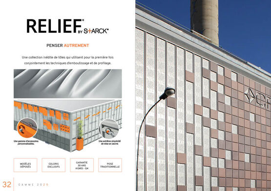  Bardage en relief, évolutif en tôle d&#039;acier avec éléments connectables | Relief by Starck - ATELIERS 3S