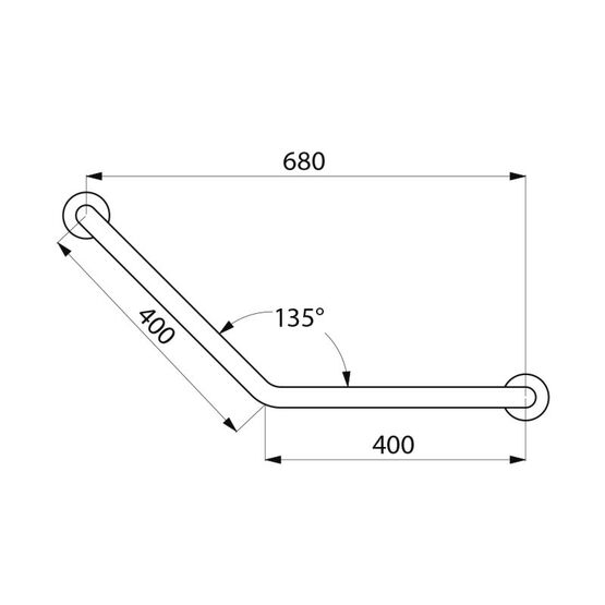 Barre de maintien coudée 135° en inox brillant, 400 x 400 mm  | Réf. 5081P2  - produit présenté par DELABIE