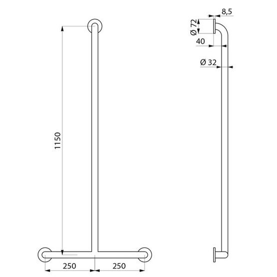 Barre de maintien en T avec remontée verticale coulissante nylon blanc | Réf. 5441N  - produit présenté par DELABIE