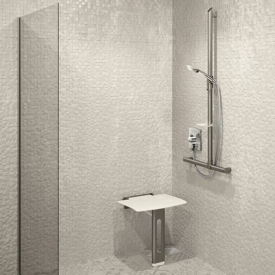  Barre de maintien en T Be-Line pour douche blanc mat | Réf. 511944W - Barre d'appui et accessoires PMR