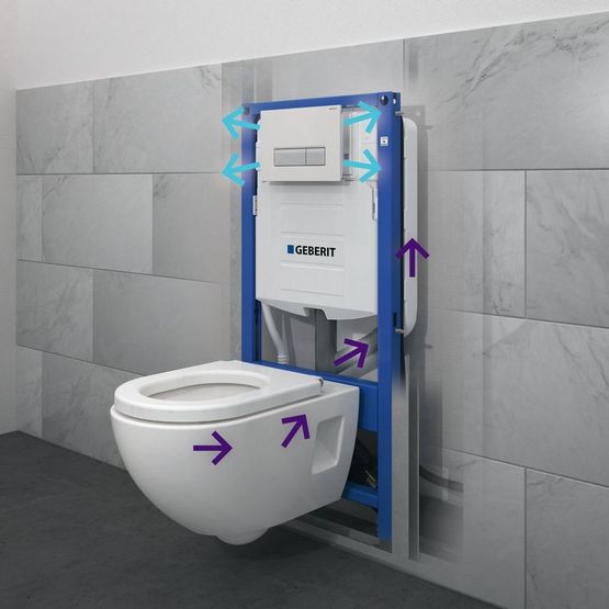 Bâti-support autoportant pour WC suspendu à réservoir préparé pour  aspiration des odeurs avec recyclage d'air