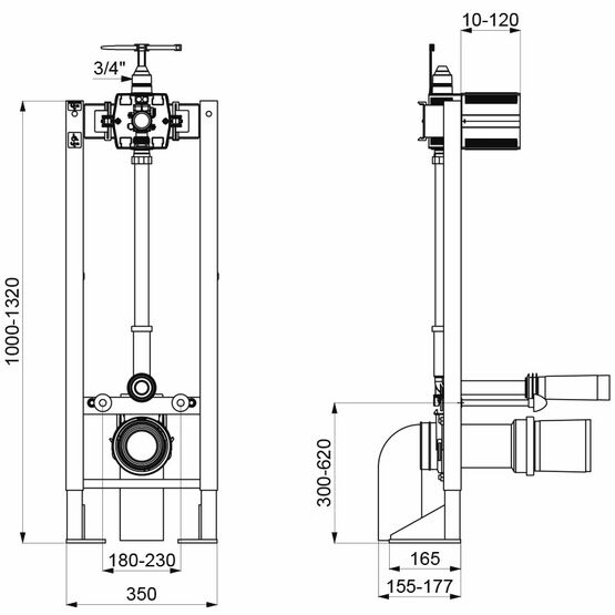  Bâti-support autoportant TEMPOFIX 3 pour WC suspendu TEMPOMATIC 2306V Ø100 autoportant | Réf. 564005 - DELABIE