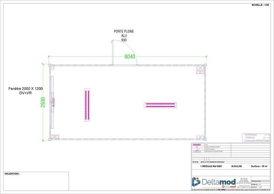  Bâtiment modulaire d&#039;occasion de 18 m² pour base vie | Cougnaud OC 0351 - Bungalows et bâtiments préfabriqués