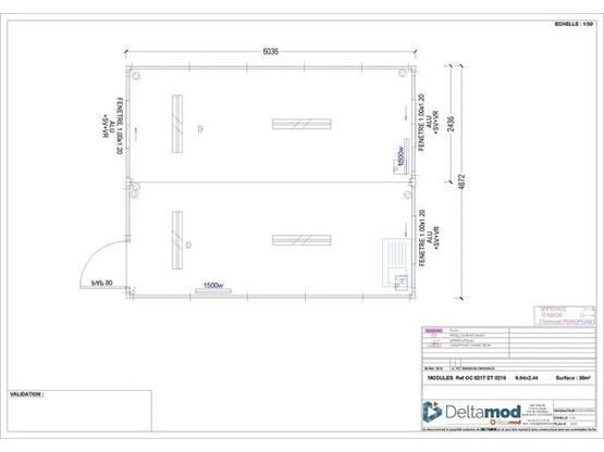  Bâtiment modulaire d&#039;occasion de 30 m² pour salle de pause et réfectoire | Cougnaud OC 0217 et OC 218  - Autres constructions modulaires préfabriqués