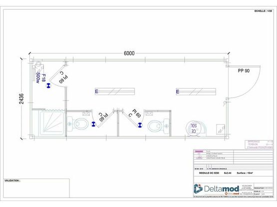  Bâtiment modulaire sanitaire occasion de 15 m² | Bodard OC 0230  - DELTAMOD