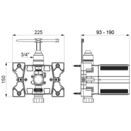  Boîtier d&#039;encastrement étanche pour TEMPOFLUX 3 WC 3/4&#039;&#039; robinet encastré AB, 3l/6l, kit 1/2 | Réf. 763BOX  - Urinoir