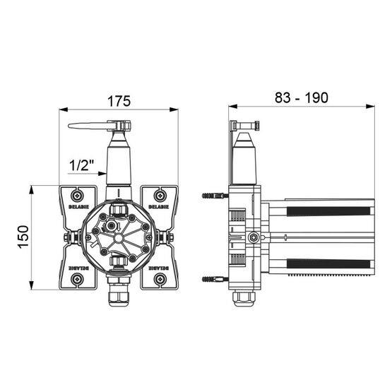  Boîtier encastré étanche pour TEMPOFLUX urinoir, kit 1/2 | Réf.778BOX - DELABIE