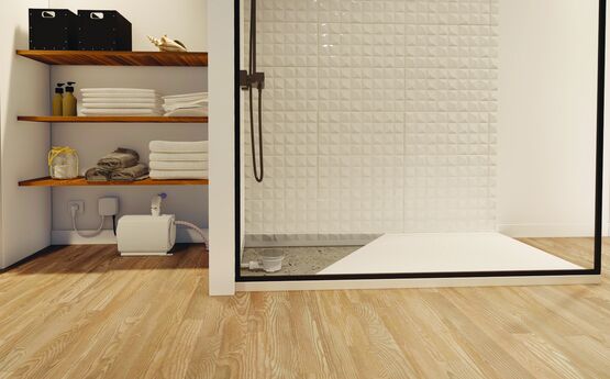 Bonde munie d&#039;une pompe aspirante pour douche de plain-pieds | Sanifloor+