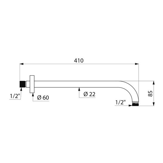  Bras de douche horizontal 1/2&#039;&#039; | Réf. 710040 - DELABIE