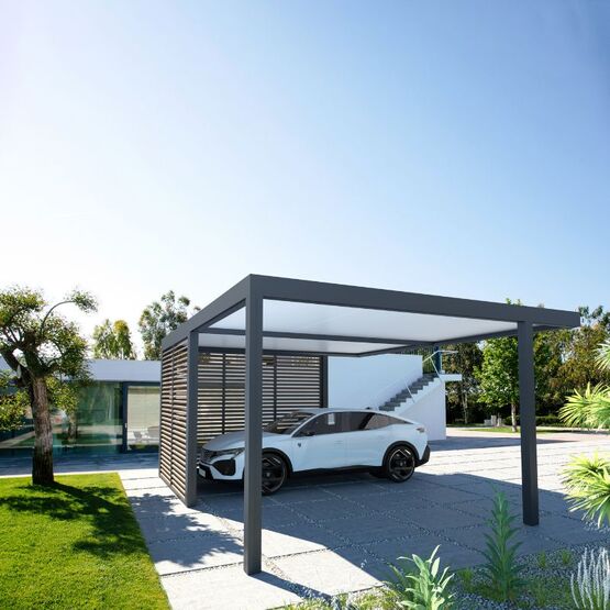  Carport en aluminium à toiture pleine pour voitures | Série 7300 - SEPALUMIC