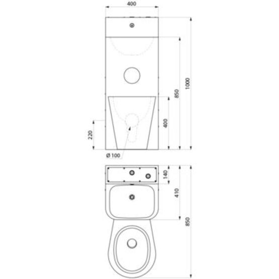  Combi KOMPACT EC/EF lavabo WC à poser au centre Inox 304 sat | Réf. 161800 - DELABIE