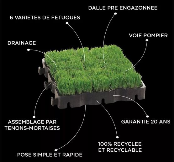  Dalle préengazonnée ECORASTER | ECOVEGETAL GREEN - Dalles d'engazonnement