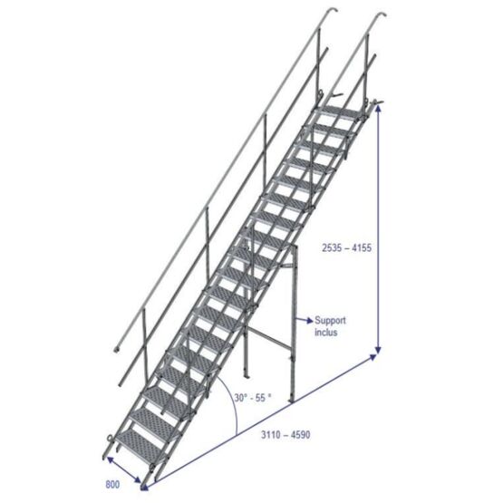  Escalier de talus en acier galvanisé pour accès aux chantiers et opérations provisoires de terrassement - Echelles