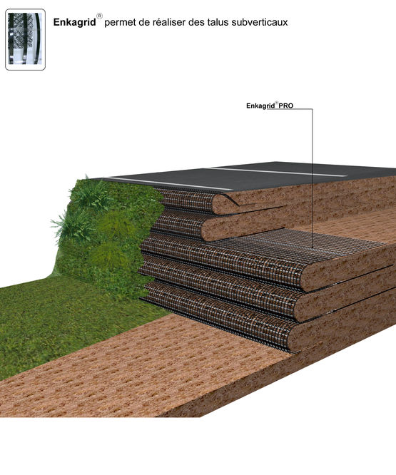 Géogrille talus renforcé végétalisé | ENKAGRID PRO