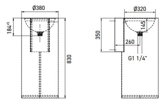  Lavabo colonne sur pied inox | LP-025-S  - Lavabos colonne