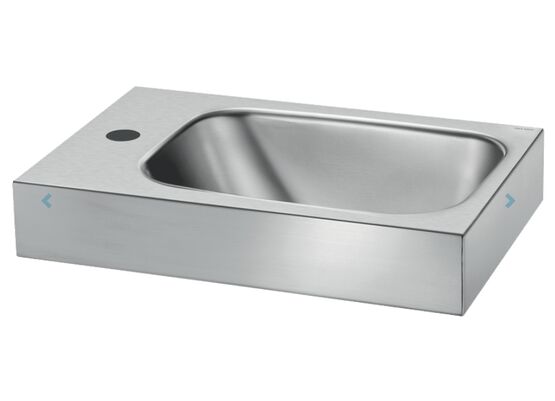  Lavabo LAVANDO trou rob. Ø35 à gche ss trop plein Inox 304 sat | Réf. 121360 - DELABIE