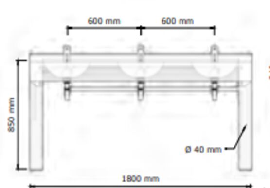  Lavabo multiposte sur pieds 1200 mm - 4 postes | Heavy Comfort O Umaxx  - BLINOX 