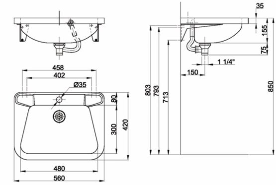  Lavabo mural | Exclusif I 133008 - 133009  - Lavabo suspendu