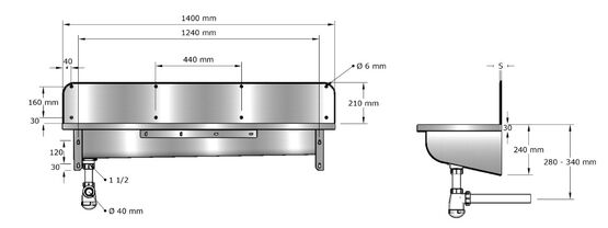  Lavabo rigole sans dosseret | Easy IV   - Lavabo suspendu