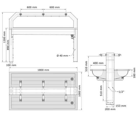  Lavabo sur pieds | Heavy Plus Easy Presto - BLINOX 