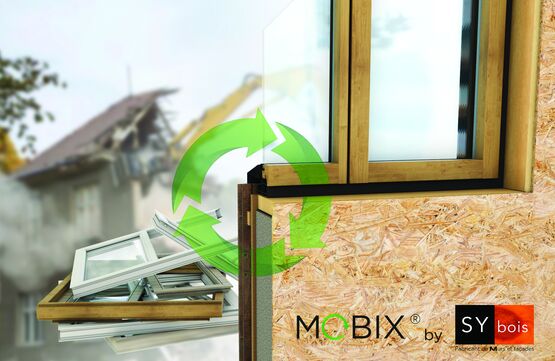 Mur ossature bois préfabriqué avec menuiserie intégrée sans adhésif | Mobyx by Sybois