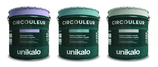  Peinture mate ou velours à base de 90 % de matières recyclées | Circouleur - UNIKALO