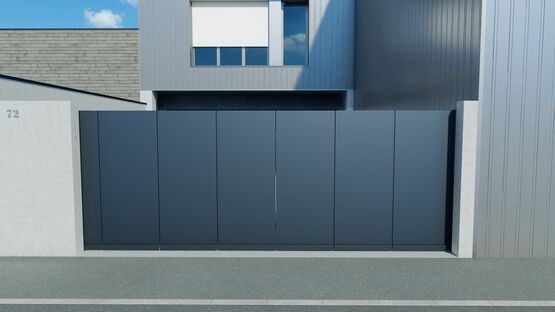  Portail sectionnel en aluminium jusqu&#039;à 6 m de largeur adapté aux petits espaces | Anian, Pont-Aven et Ganit - KOSTUM  MAISON CADIOU