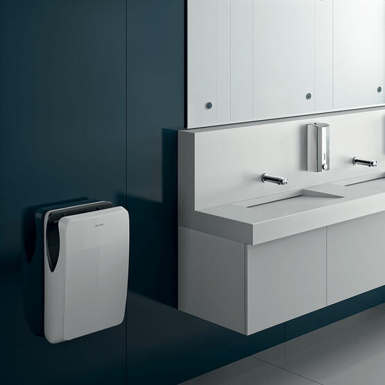  Sèche-mains SPEEDJET 2 auto à air pulsé blanc avec réservoir | Réf. 510624W - Sèche-mains automatique