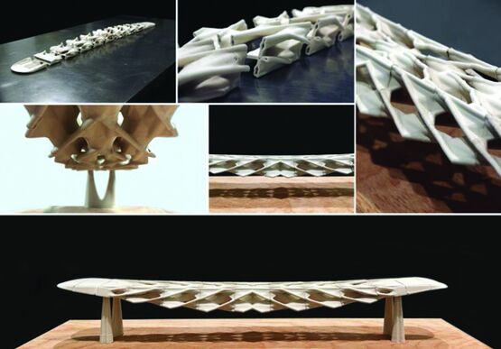 Structure porteuse type passerelle en modules de béton imprimés 3D assemblés en postcontrainte | Diamanti - produit présenté par SIKA - BPE PRÉFA