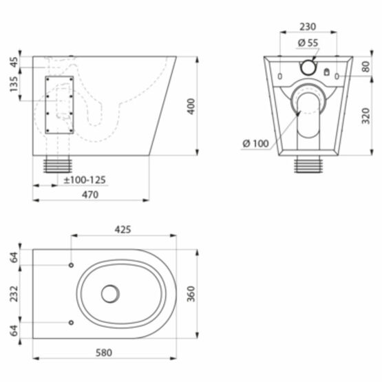 WC à poser noir S21 P | Réf. 110300BK  - produit présenté par DELABIE