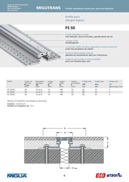 Joint de dilatation métallique encastré pour charges légères à lourdes | Gamme MIGUTRANS - FS50 DSI ARTEON 