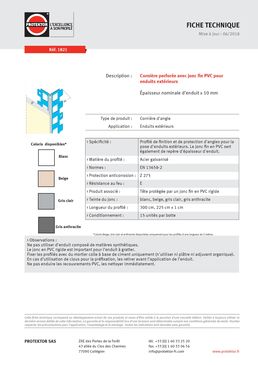 Cornière perforée à jonc fin PVC pour protection d'angle sous enduits extérieurs | Réf. 1821