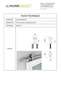 Ferrure de porte coulissante bois | Soho 1 - AC030110