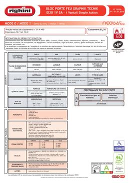 Bloc porte coupe feu simple action certifié Ei30 avec huisserie anti feu