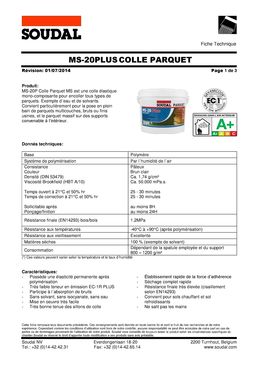 Colle élastique mono-composante pour parquet | MS-20 PLUS