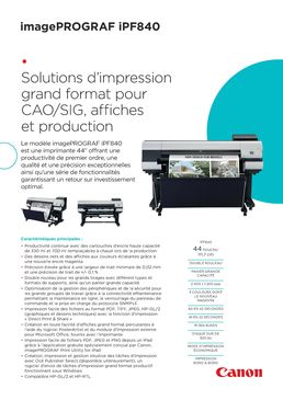 Solutions d'impression grand format 44'' pour CAO/SIG, affiches et production | Canon imagePROGRAF iPF840