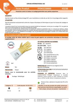 Gant de protection contre chaleur et soudage | 43230 00