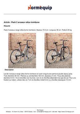 Pack 2 arceaux vélos trombone