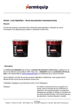 Lurie Alphaflam - Vernis de protection intumescent bois