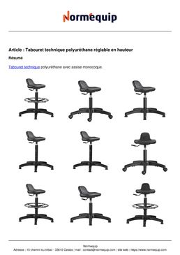 Tabouret technique polyuréthane réglable en hauteur