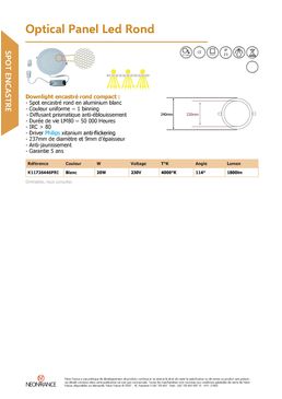 Downlight encastré rond compact Optical Panel Led Rond | Néon France