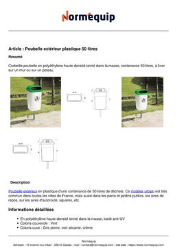 Poubelle extérieur plastique 50 litres