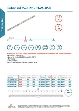 Ruban led 3528 Pro - 9.6W - IP20 | Néon France