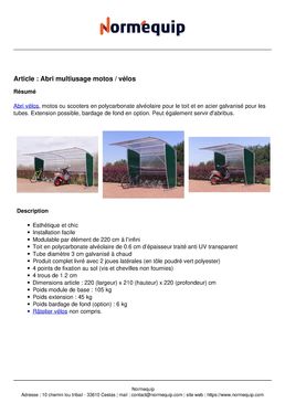 Abri multiusage motos / vélos