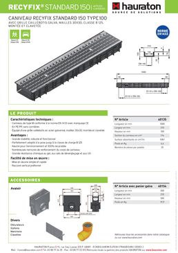 Caniveau en PE-PP de 15 cm de largeur intérieure | Recyfix Standard 150