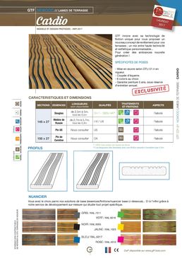 Lames de terrasse en bois à rainures sinueuses en six coloris | Cardio 