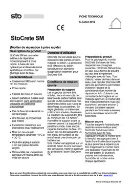 Mortiers de réparation des bétons à prise rapide | StoCrete SM