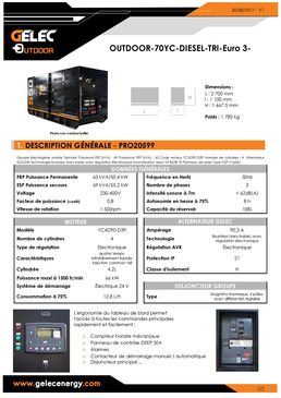 Groupe électrogène mobile Triphasé | OUTDOOR-70YC-DIESEL-TRI-Euro 3